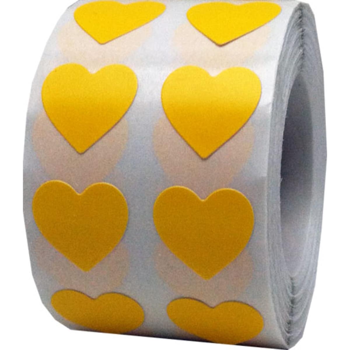 Small Yellow Heart Stickers 1/2" Wide