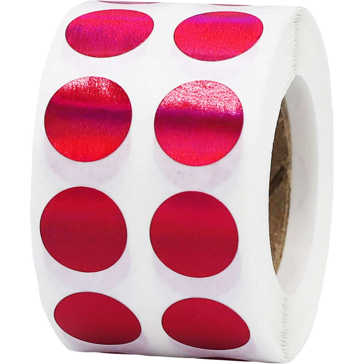 Small Metalized Rubine Red Dot Stickers 1/2" Round