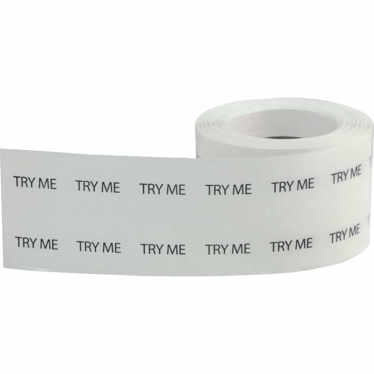 Small Clear Try Me Stickers 1/2" Round