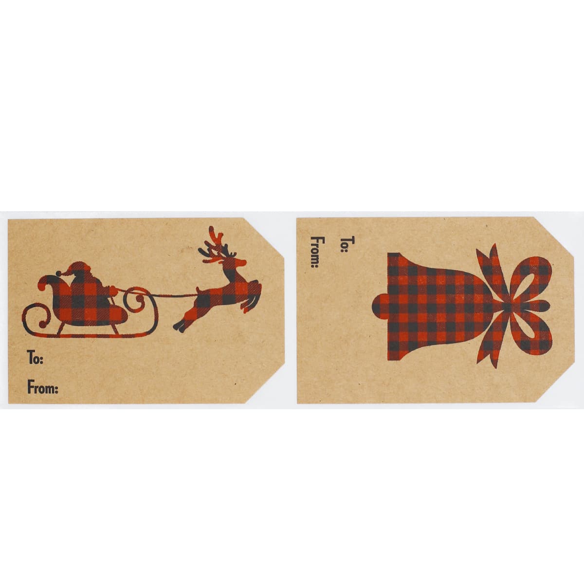 Plaid Christmas Silhouettes Gift Tag Stickers Qty 100