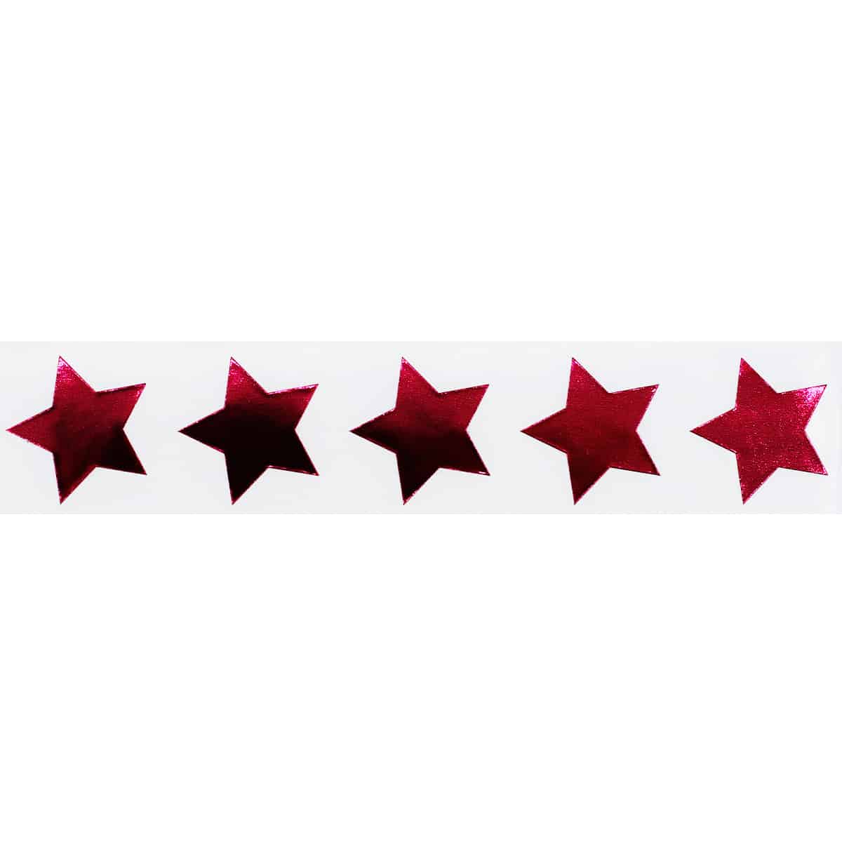 Metallic Red Rose Star Stickers 3/4" Inch