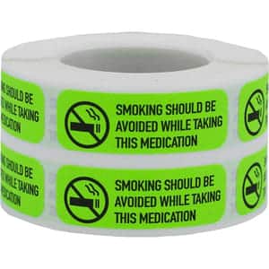 Smoking Should Be Avoided While Taking This Medication Labels | 0.5" x 1.5"