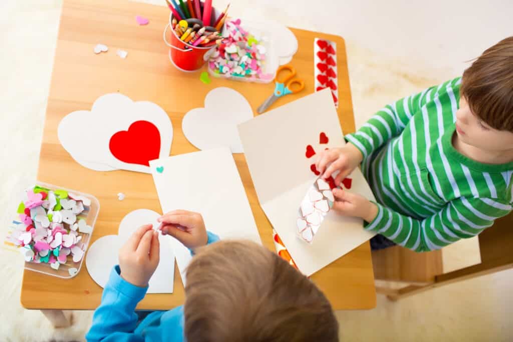 classroom learning with heart stickers