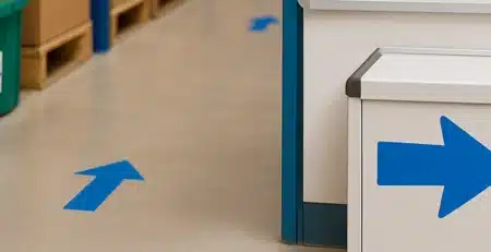 Arrow Stickers for Visual Organization in Warehouses and Classrooms